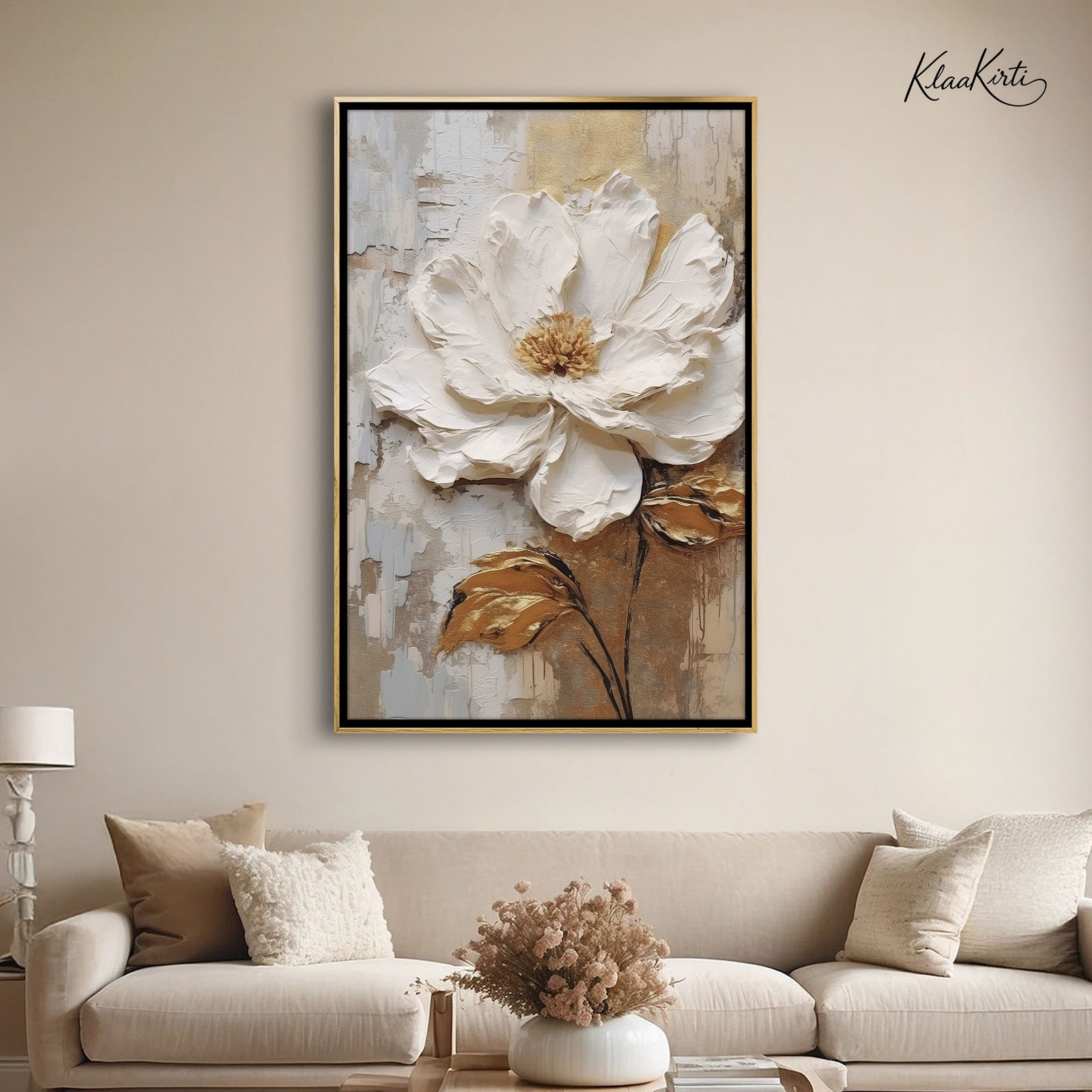 Vertical 05 Impasto White Blossom canvas art - Image 1