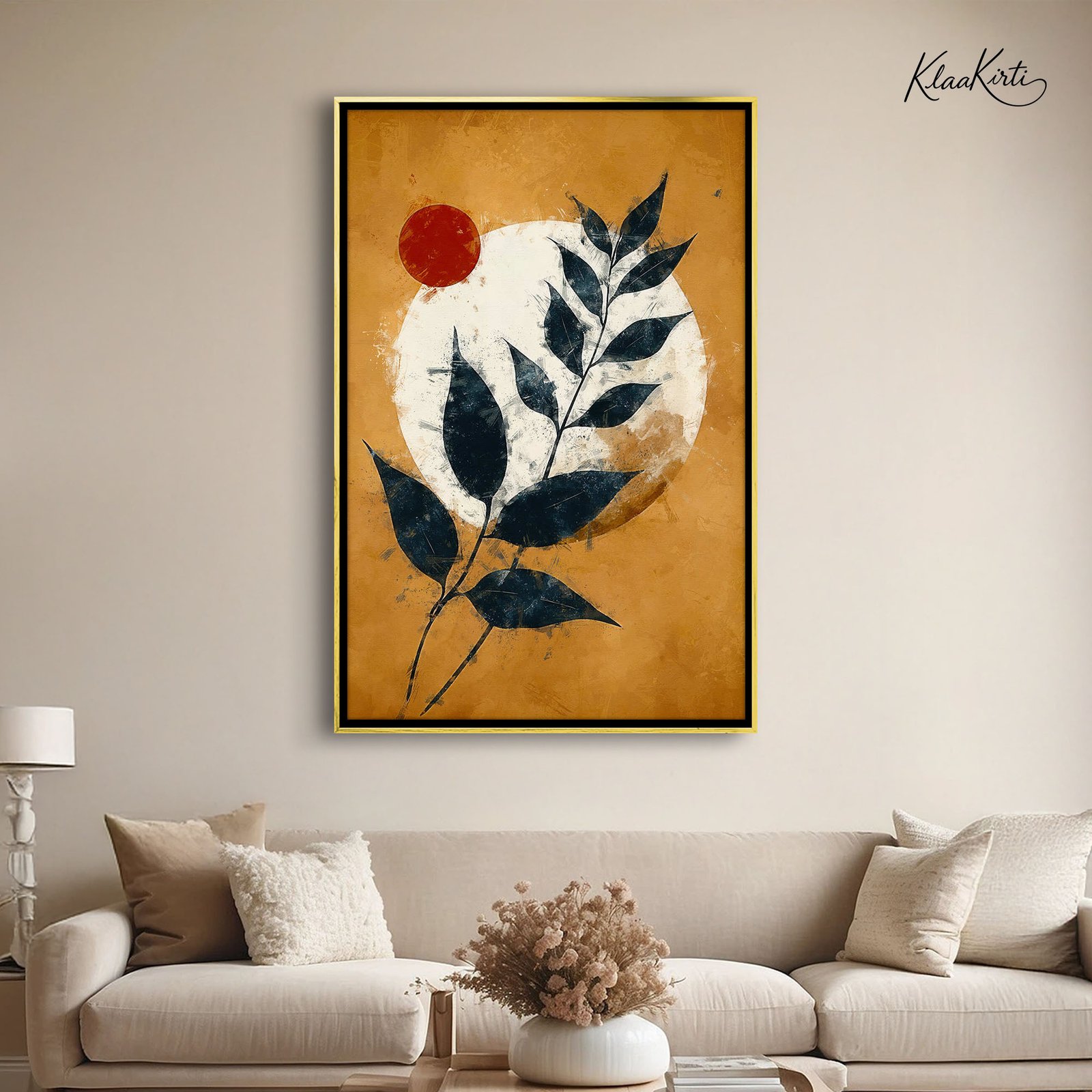 Vertical 08 Sunset Leaf Glow Canvas art - Image 1