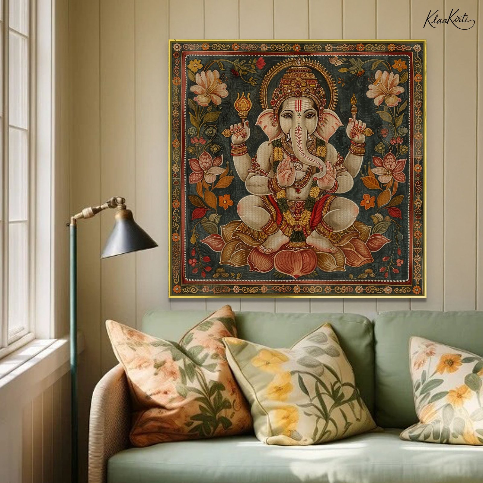 01 Pichwai Ganesha Canvas Wall art - Image 1