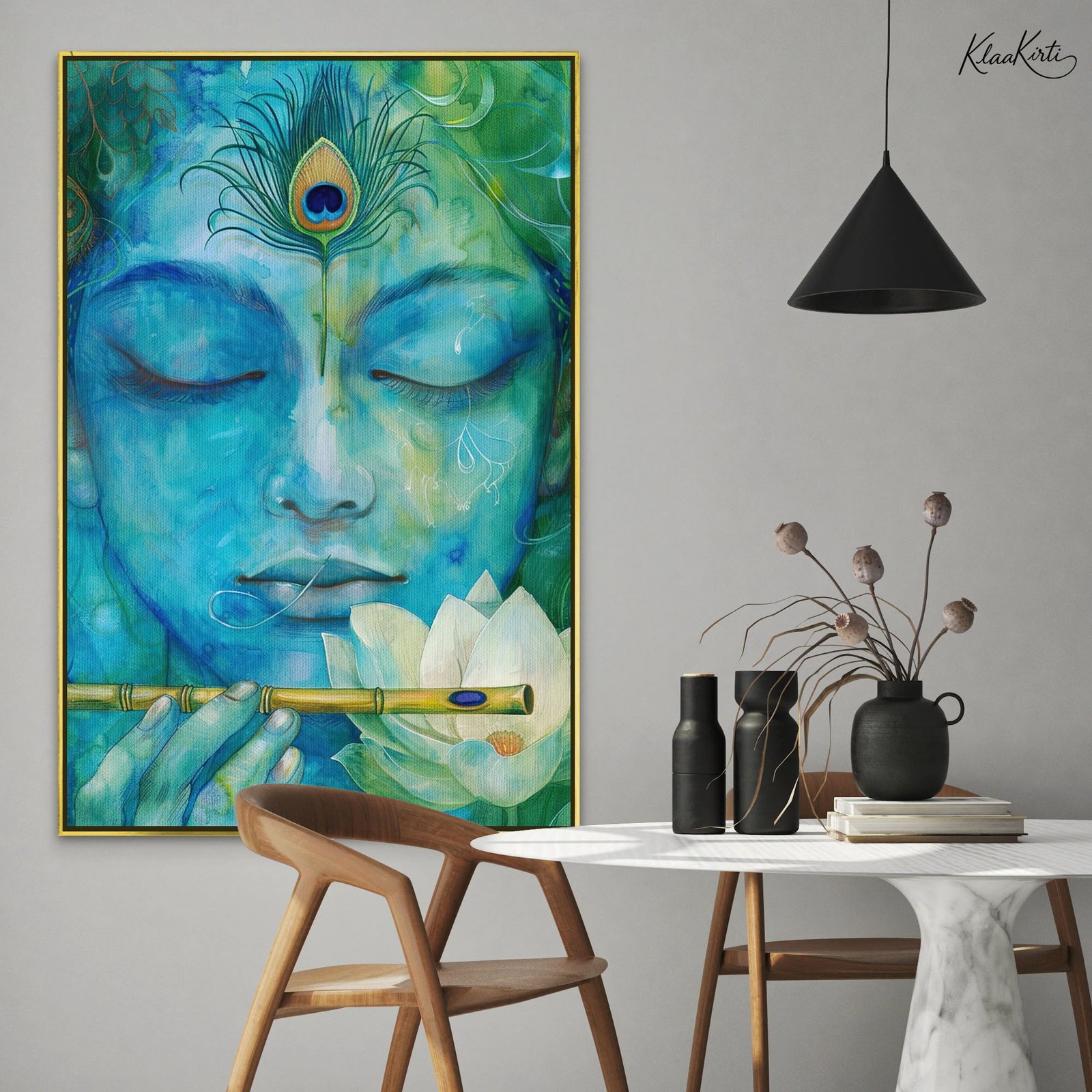 01 Vrindavan Grid Canvas Art - Image 1