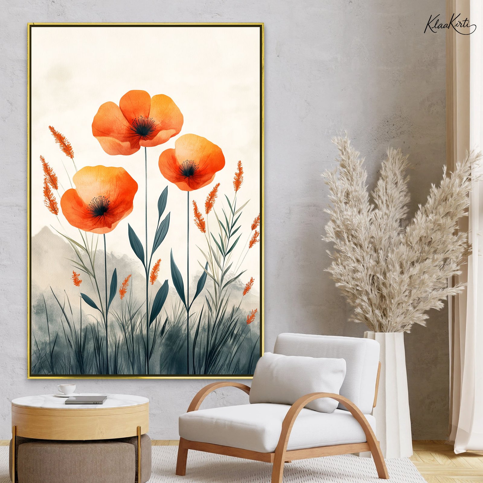 01 Poppy Triptych Canvas Wall Art - Image 1