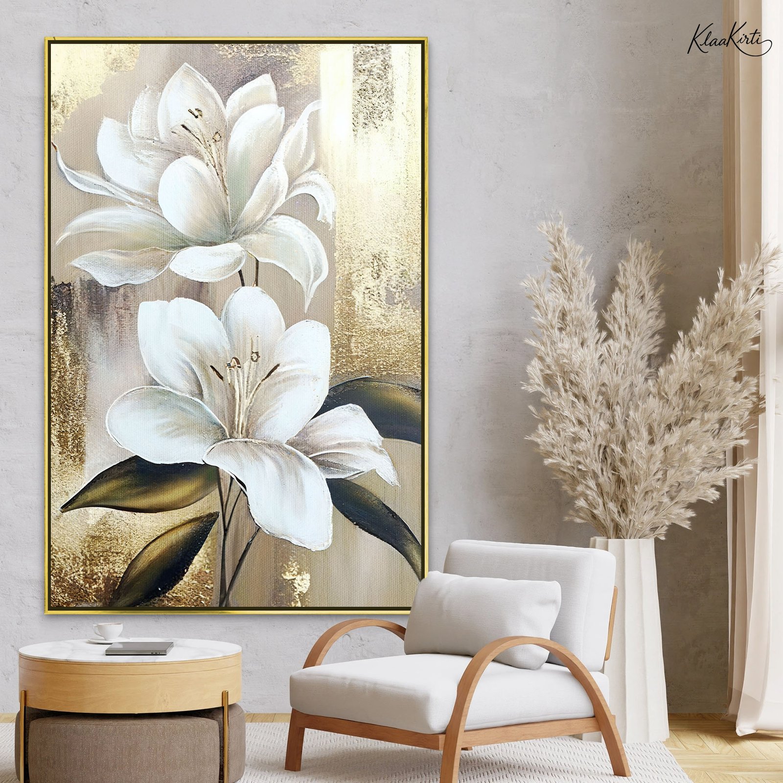 01 Gilded Lilies Canvas Wall Art - Image 1