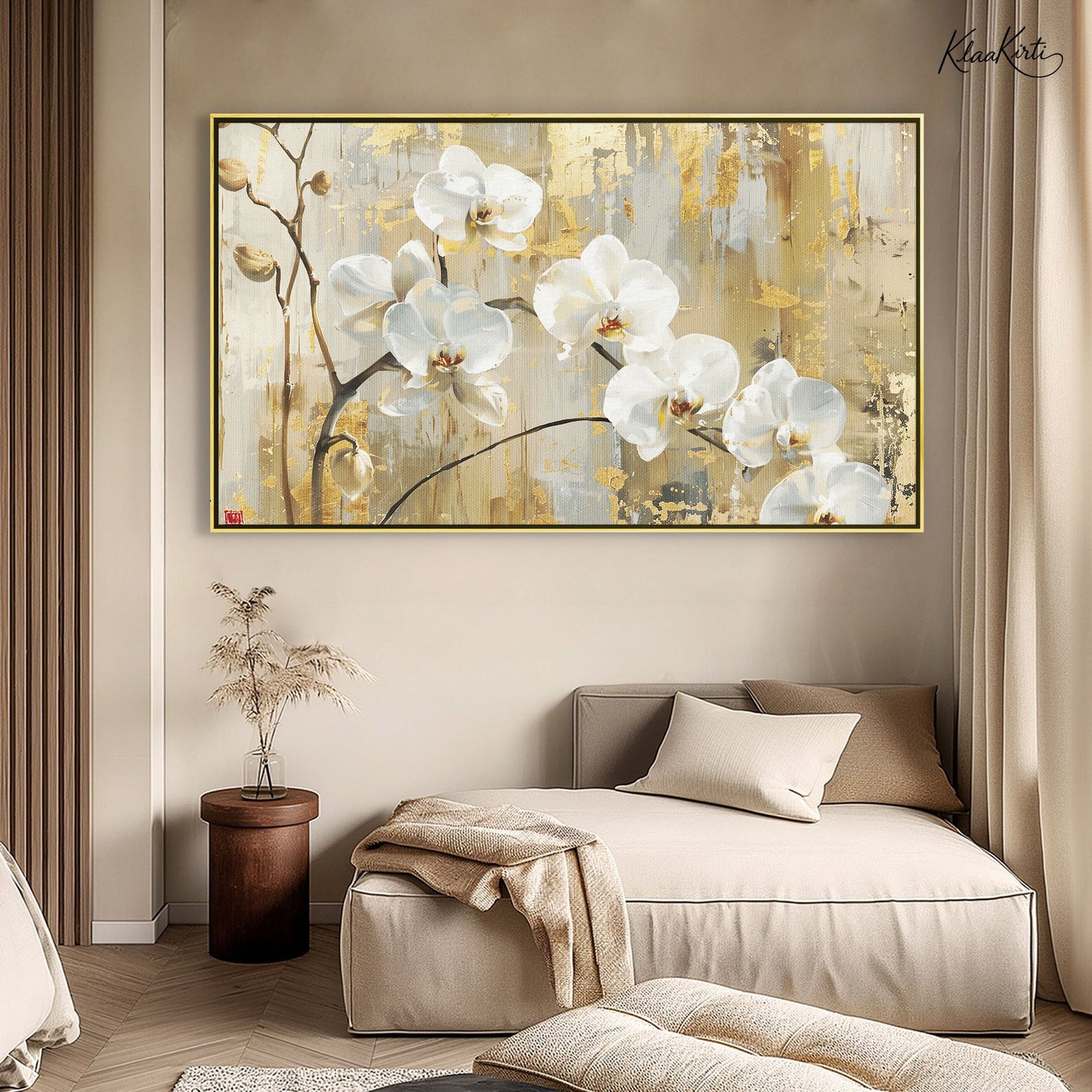 01 Gilded Orchid Canvas Wall Art - Image 1