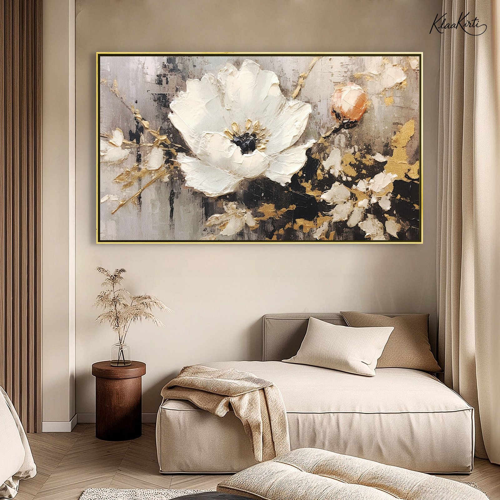 01 Textured Ivory Canvas Wall Art - Image 1