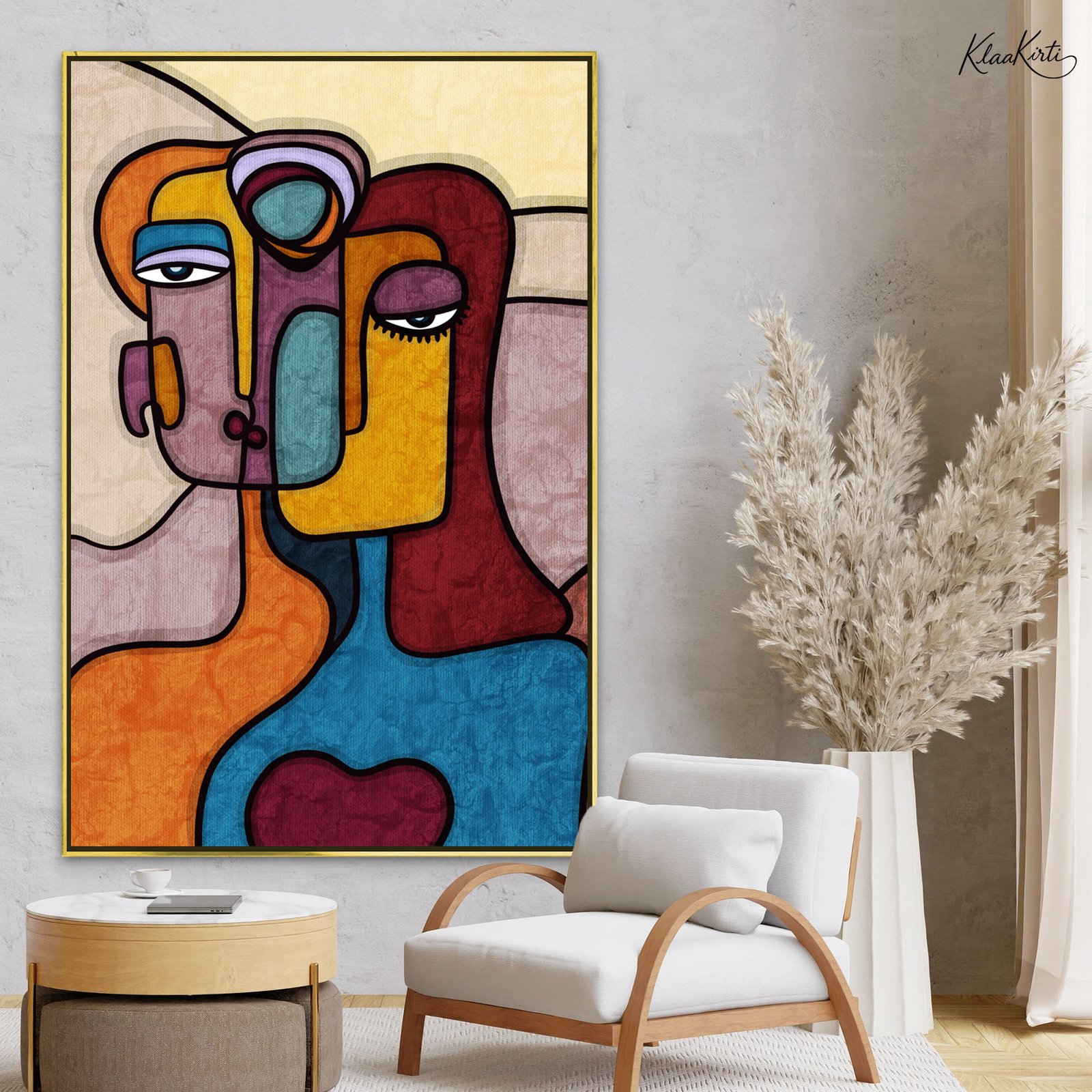 01 Cubist Gaze Canvas Wall Art - Image 1