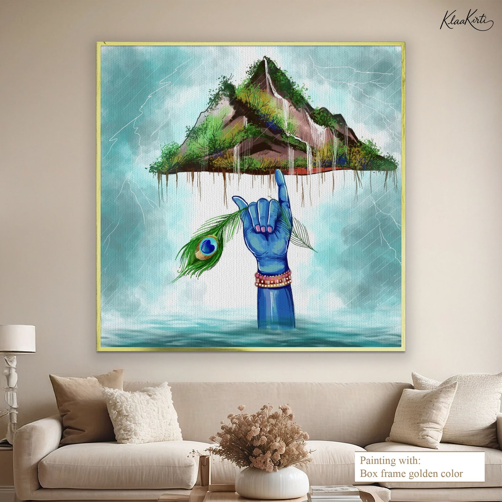 05 Govardhan's Gentle Lift Canvas Wall art - Image 1