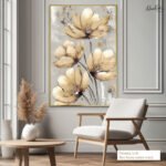 Pale Ochre Bloom Canvas Wall Art - Image 8