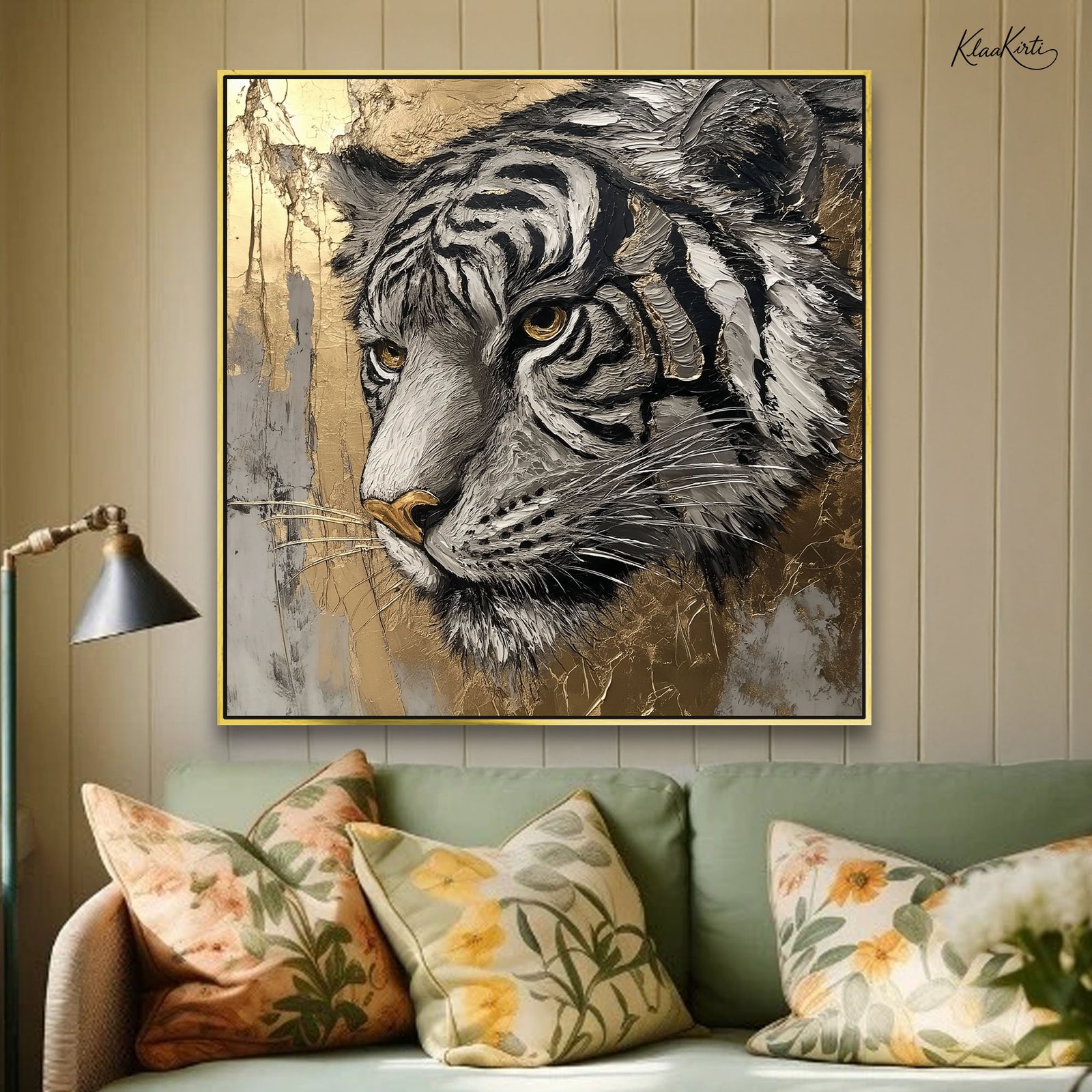 1 Gold-Accented Regal Tiger Canvas art - Image 1