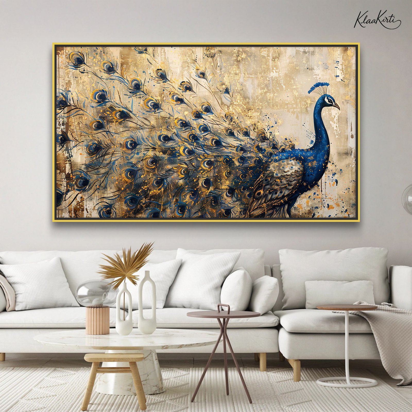 1 Peacock with Gold Accentsl Canvas art - Image 1