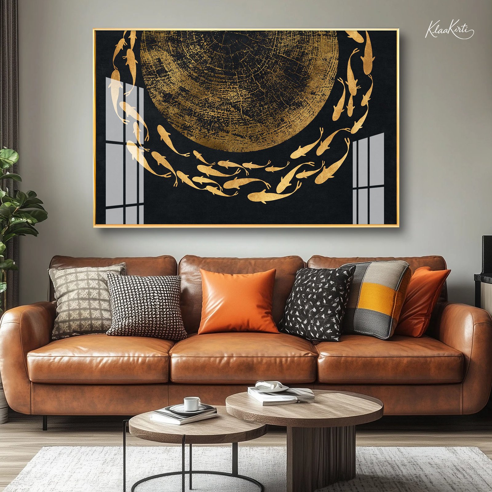 1 Golden Swirl Acrylic Wall Art - Image 1