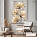 Pale Ochre Bloom Canvas Wall Art - Image 10
