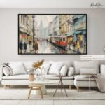 Lisbon Trolley Rain Canvas art - Image 11