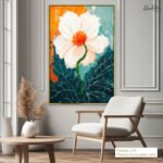 Teal and Orange Blossom Canvas Wall Art - Image 12