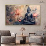Lotus Serenity in Indigo Canvas Art