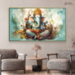 Mint Bloom Ganesha Canvas Art