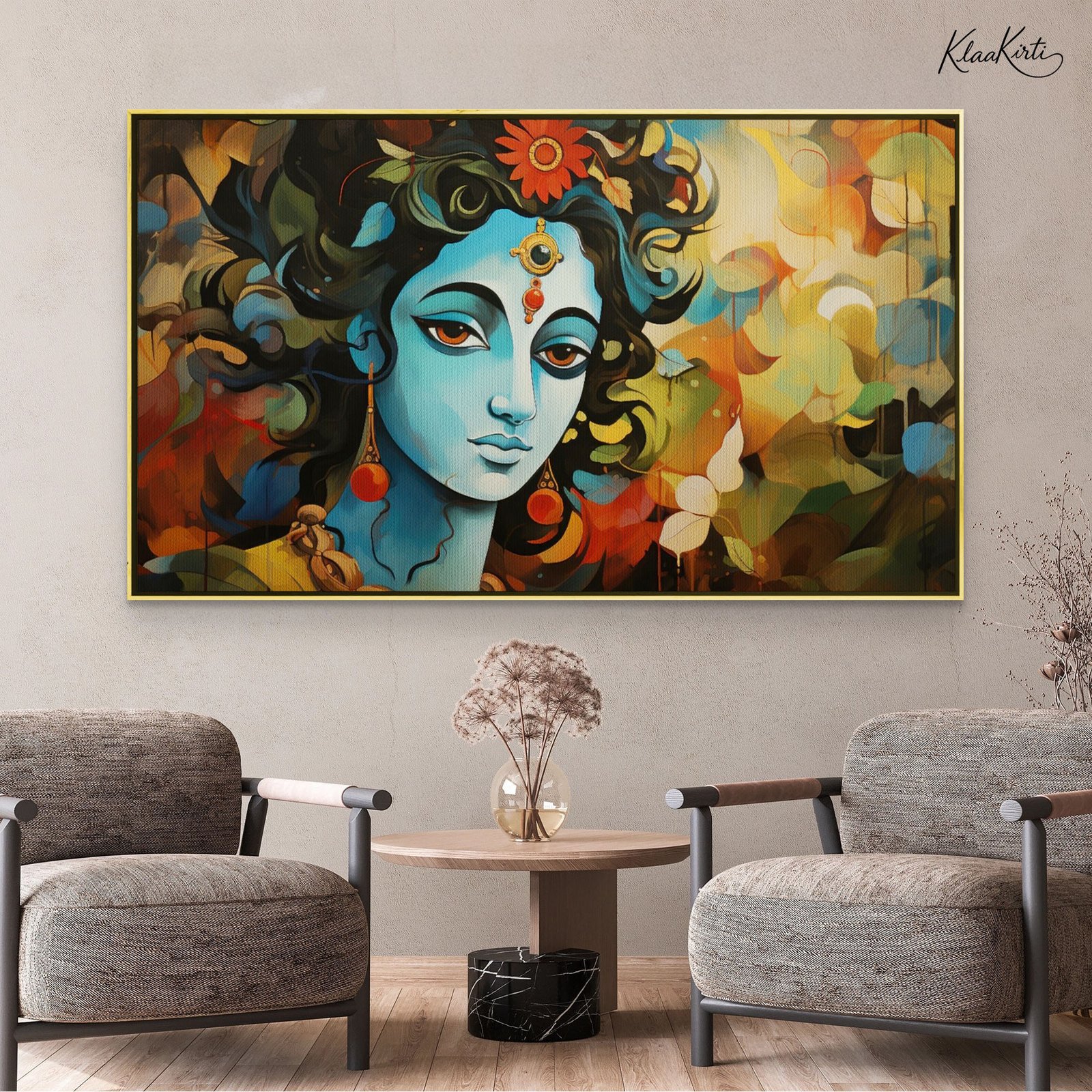Landscape Canvas 01 Abstract Azure Krishna Canvas Art - Image 1