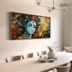 Abstract Azure Krishna Canvas Art - Image 2