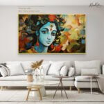 Abstract Azure Krishna Canvas Art - Image 7