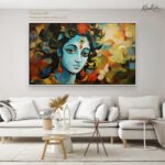 Abstract Azure Krishna Canvas Art - Image 8