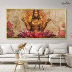 Golden Lakshmi on Lotus Canvas Wall art - Image 7