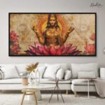 Golden Lakshmi on Lotus Canvas Wall art - Image 11