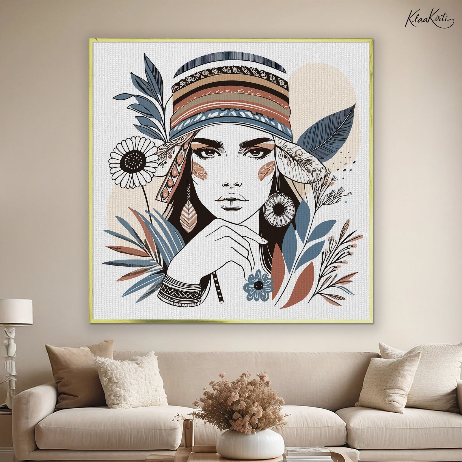 Sqaure Canvas01 Wildflower Nomad Portrait Canvas Wall art - Image 1