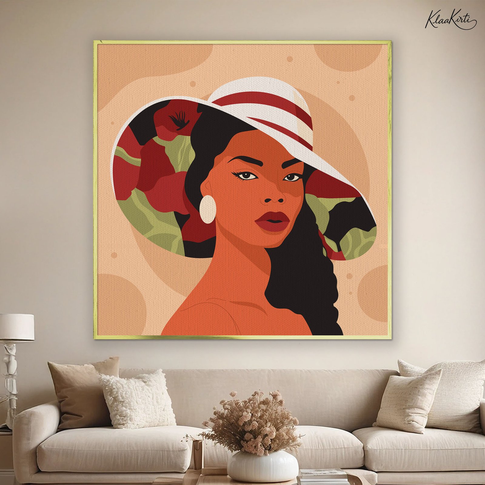 Sqaure Canvas01 Poppy Hat Sunset Portrait Canvas Wall art - Image 1
