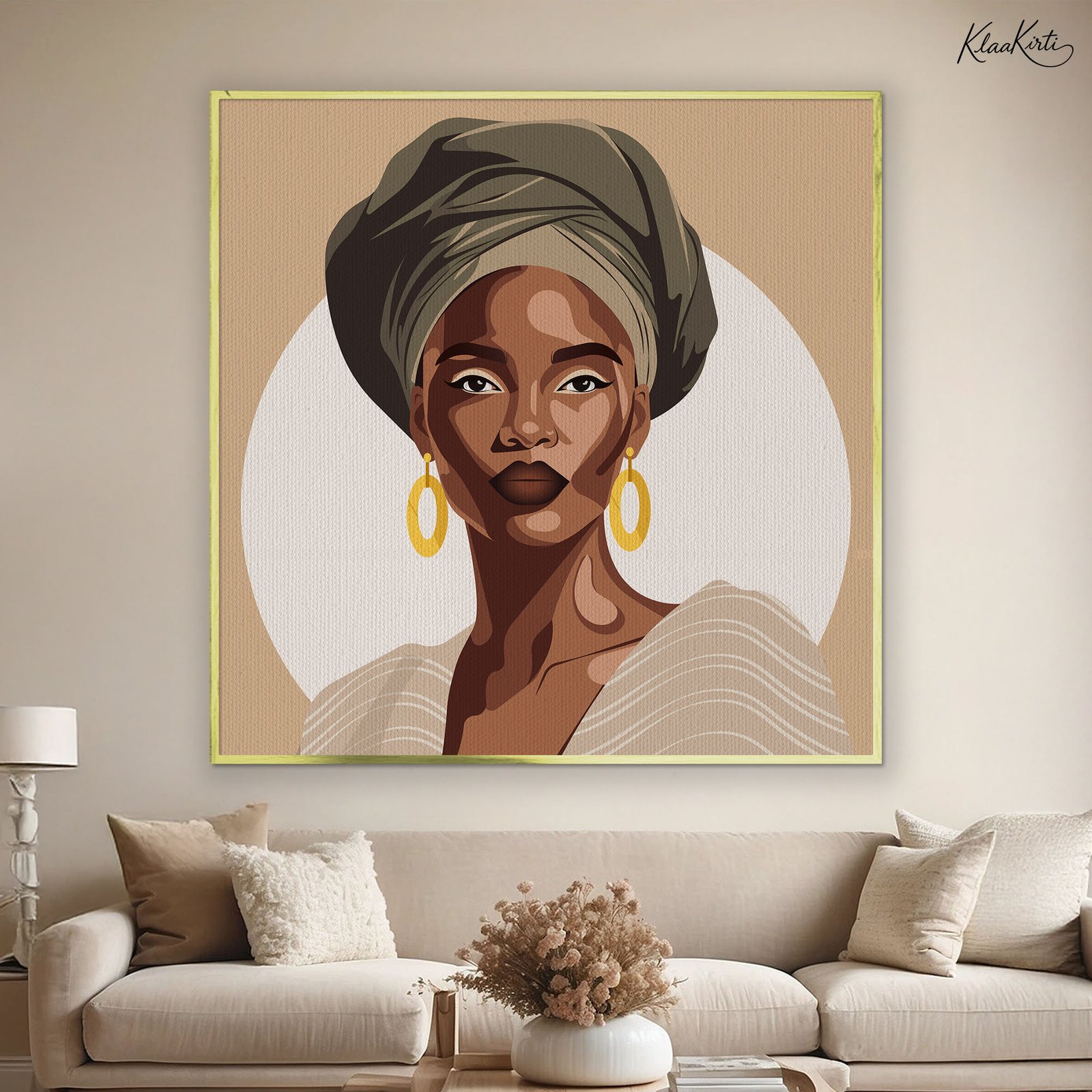 Sqaure Canvas01 Earth Tones Turban Canvas Wall art - Image 1