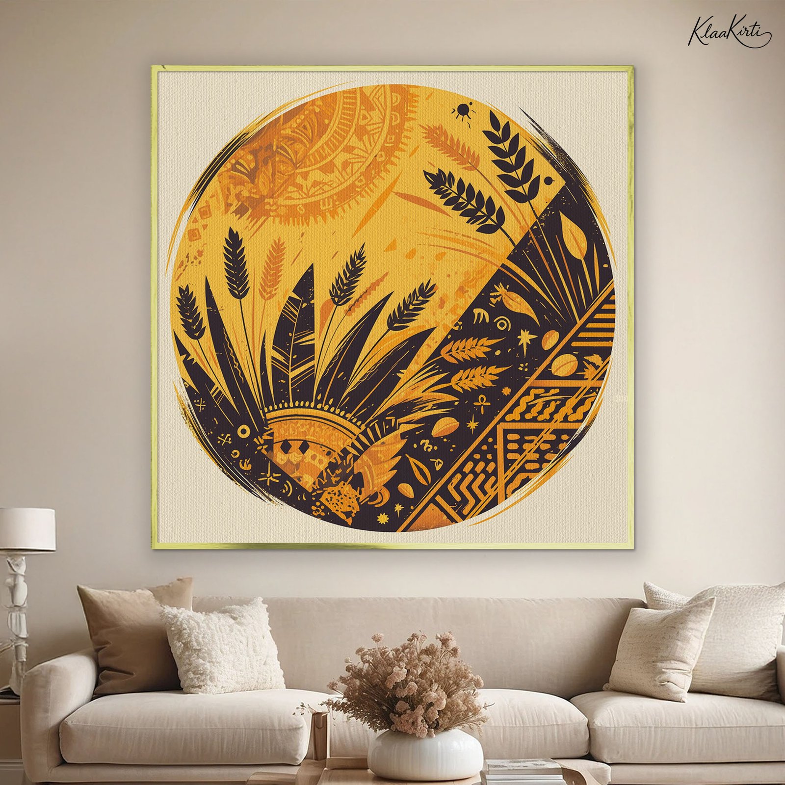 Sqaure Canvas01 Sun-Kissed Harvest Mandala Canvas art - Image 1