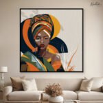 Afrikan Queen in Ochre and Teal Canvas Wall art - Image 12