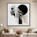 Monochromatic Abstract Mind Canvas Wall art - Image 12