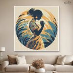 Boho Serenity in Indigo and Ochre Canvas Wall art - Image 11