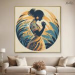 Boho Serenity in Indigo and Ochre Canvas Wall art - Image 10