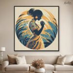 Boho Serenity in Indigo and Ochre Canvas Wall art - Image 9