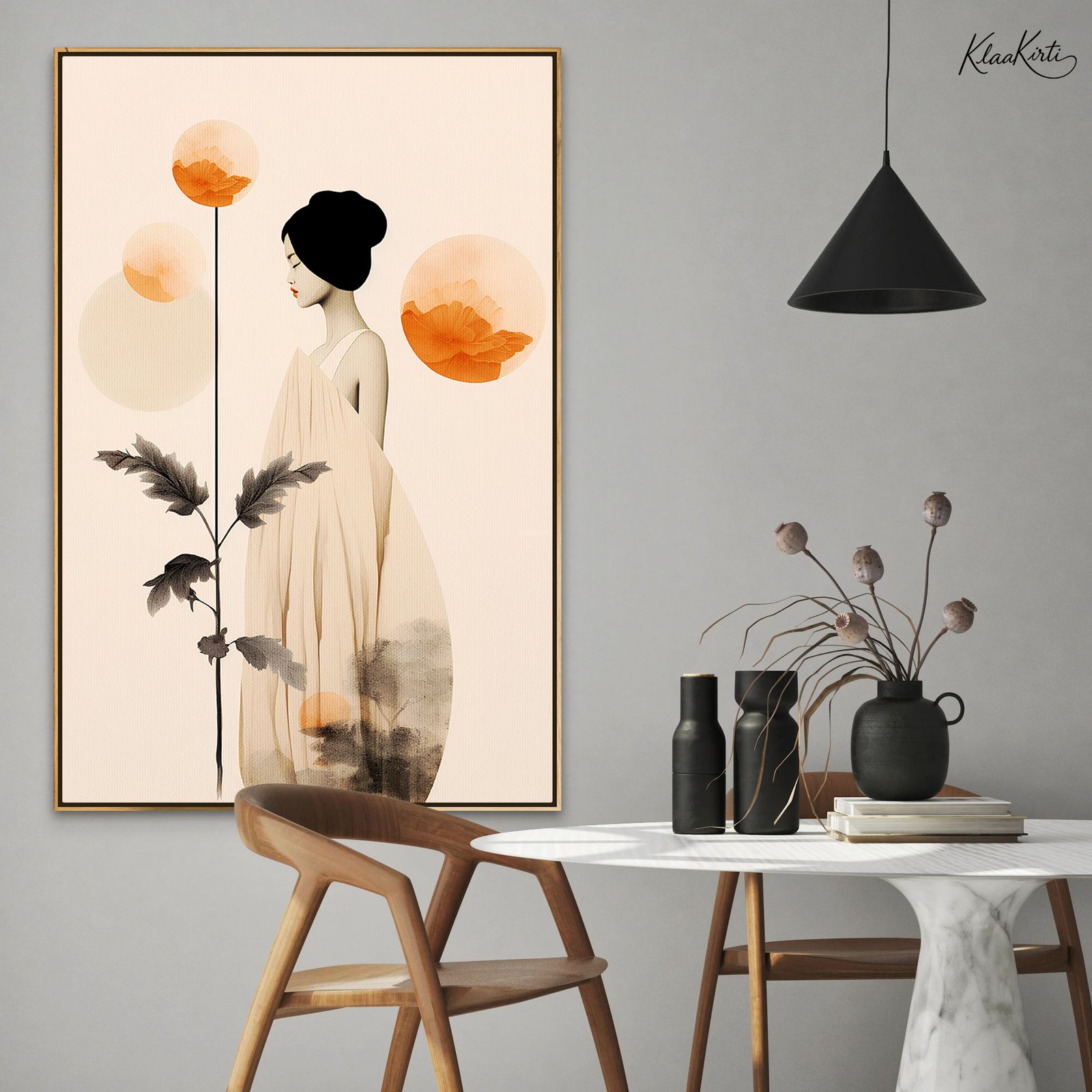 Vertical Canvas 01 Minimalist Floral Woman Canvas art - Image 1