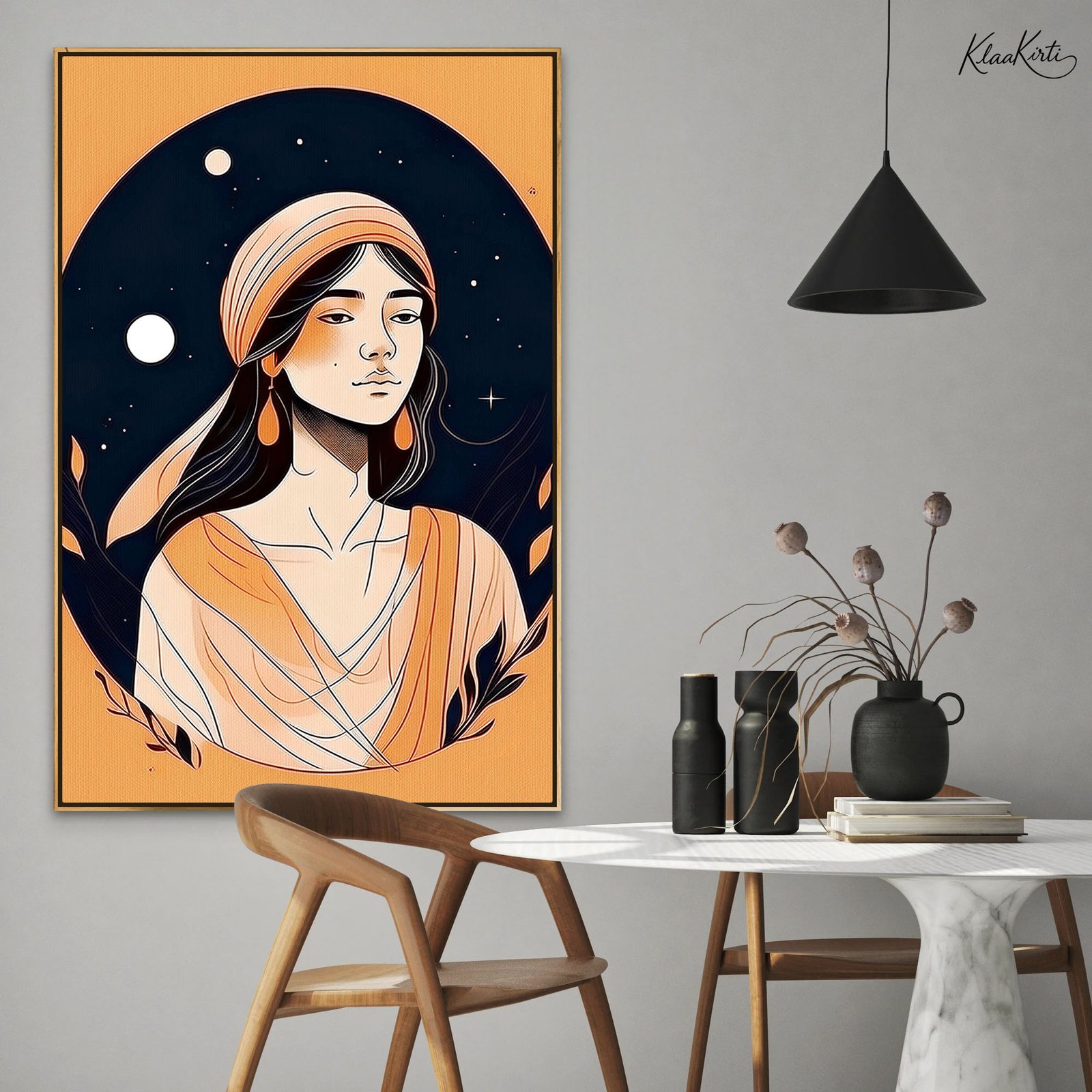 Vertical Canvas 01 Saffron Night Canvas art - Image 1