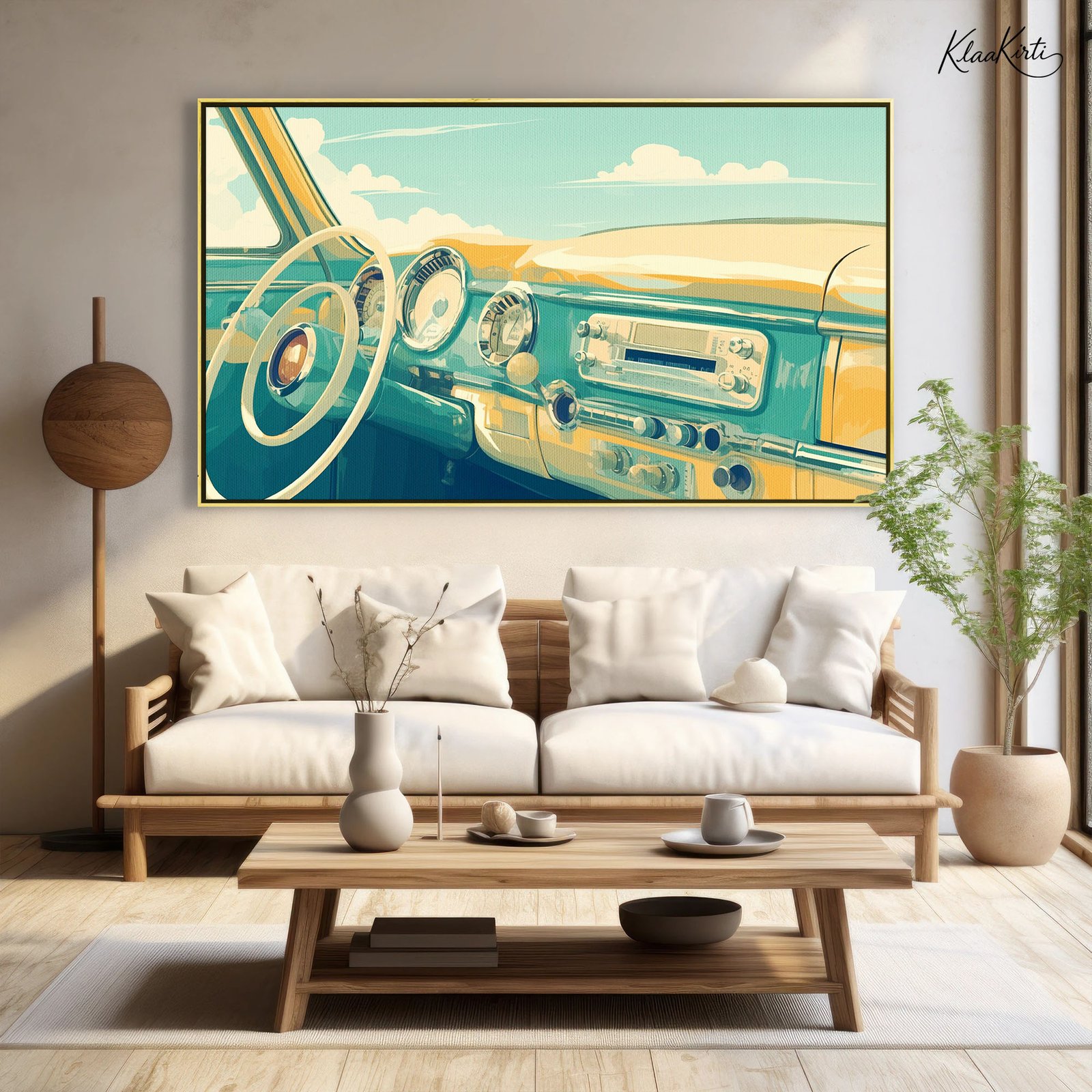 01 Retro Horizon Canvas Wall Art - Image 1