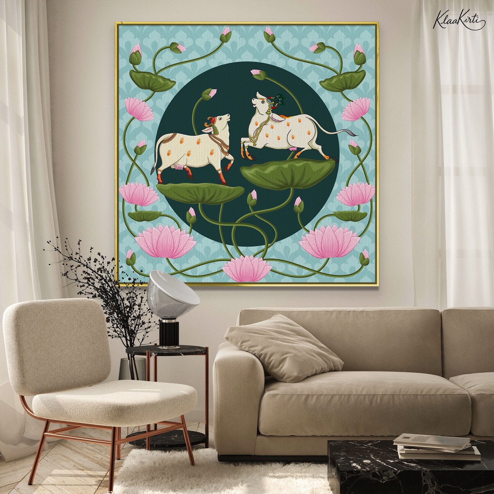 01 Sacred Lotus Path Canvas Wall Art - Image 1