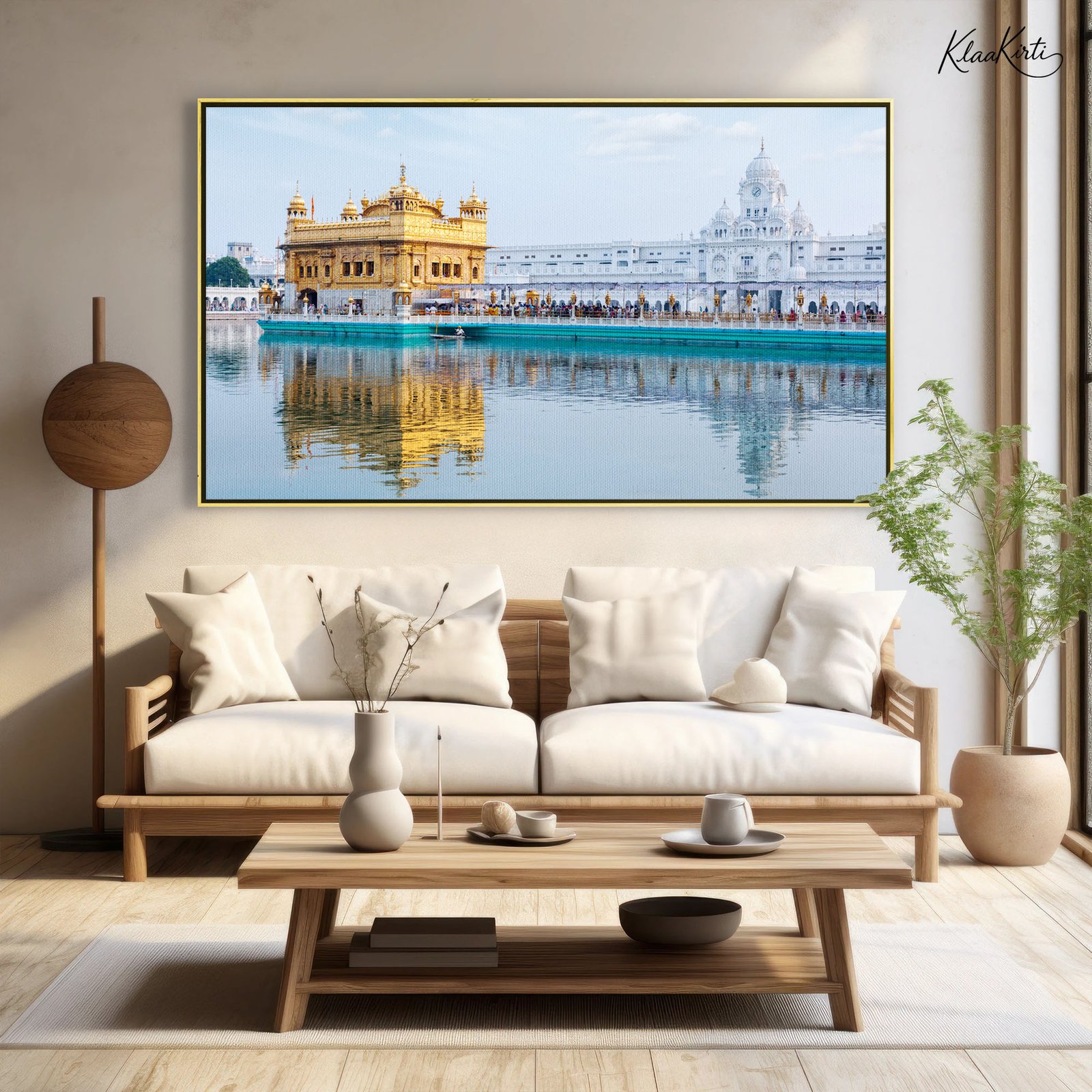 01 Majestic Golden Temple Canvas Wall Art - Image 1