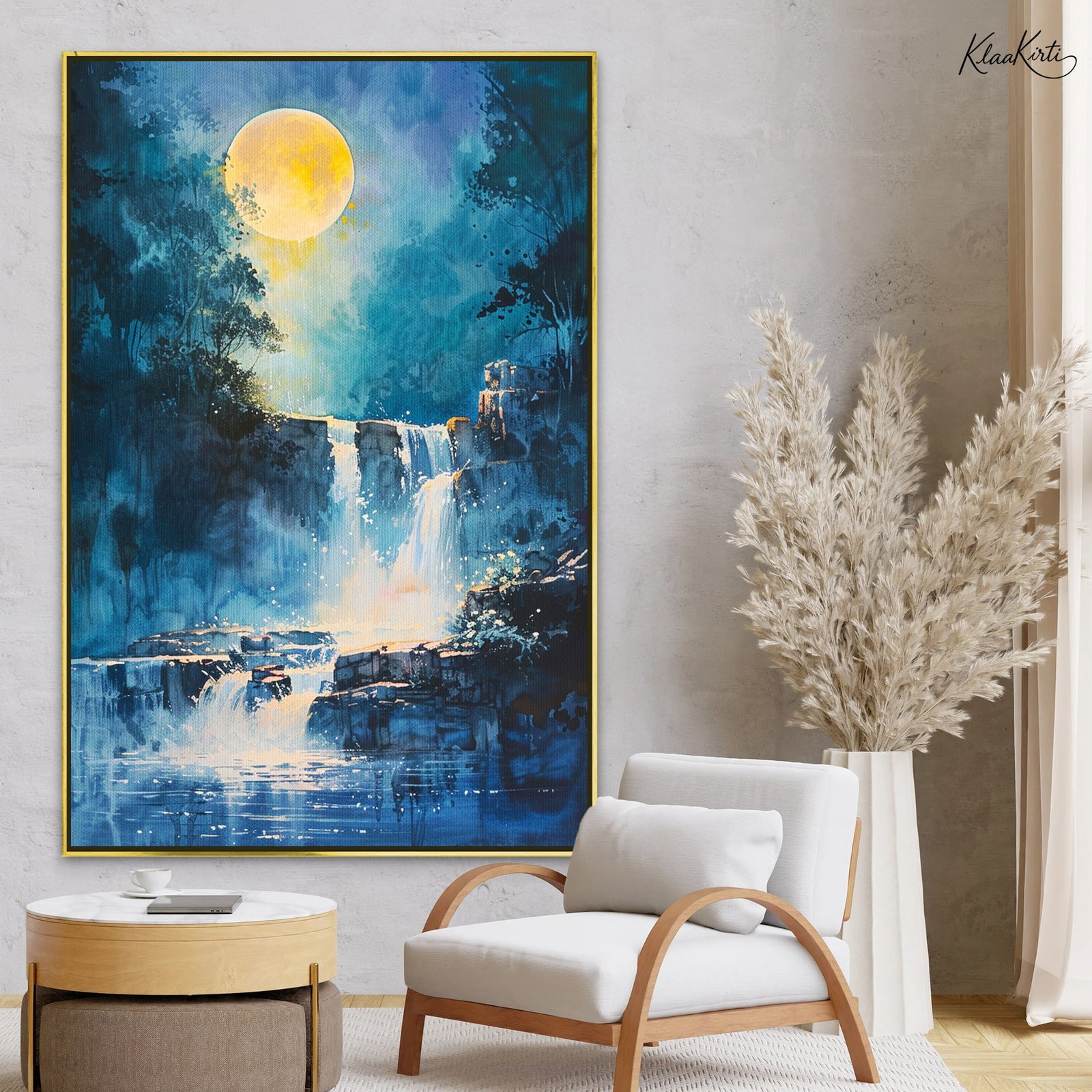 01 Midnight Cascade Canvas Wall Art - Image 1