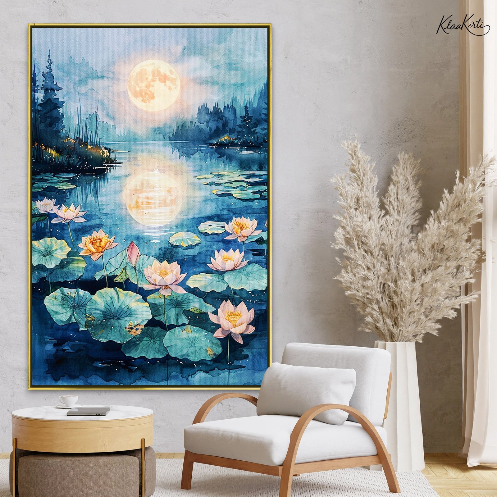 01 Lunar Bloom Canvas Wall Art - Image 1