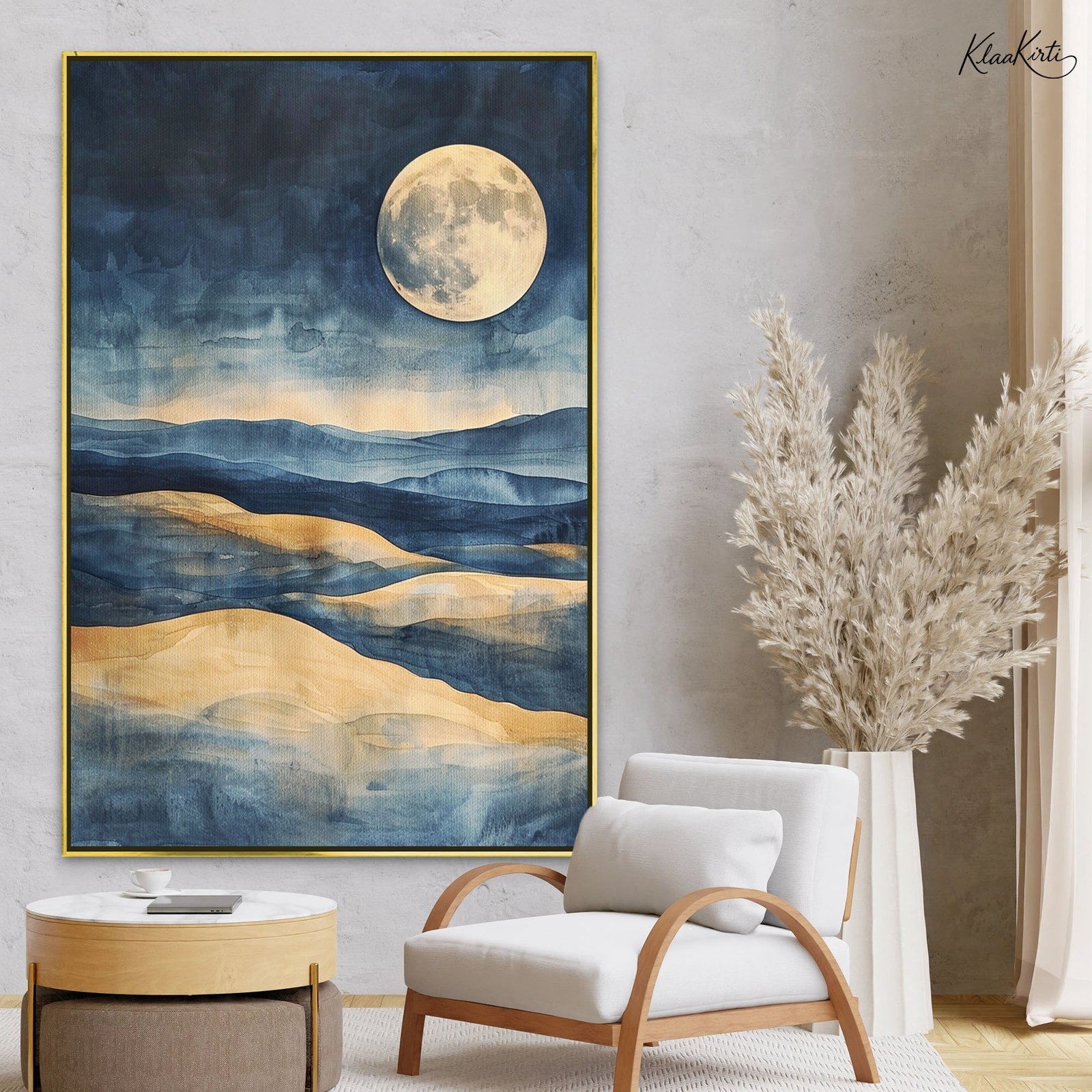 01 Indigo Sands Canvas Wall Art - Image 1