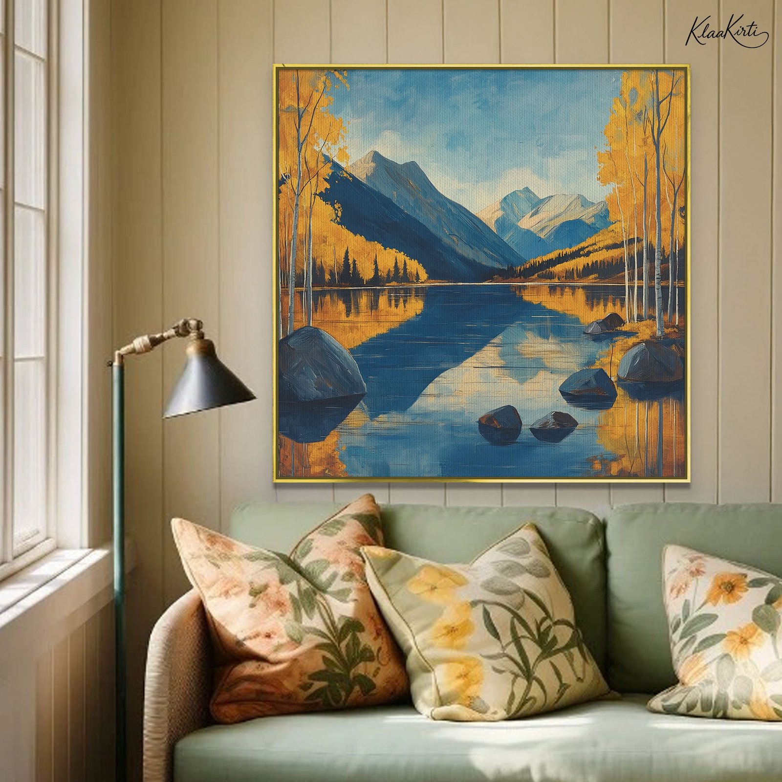 01 Autumn Mountain Canvas Wall Art - Image 1