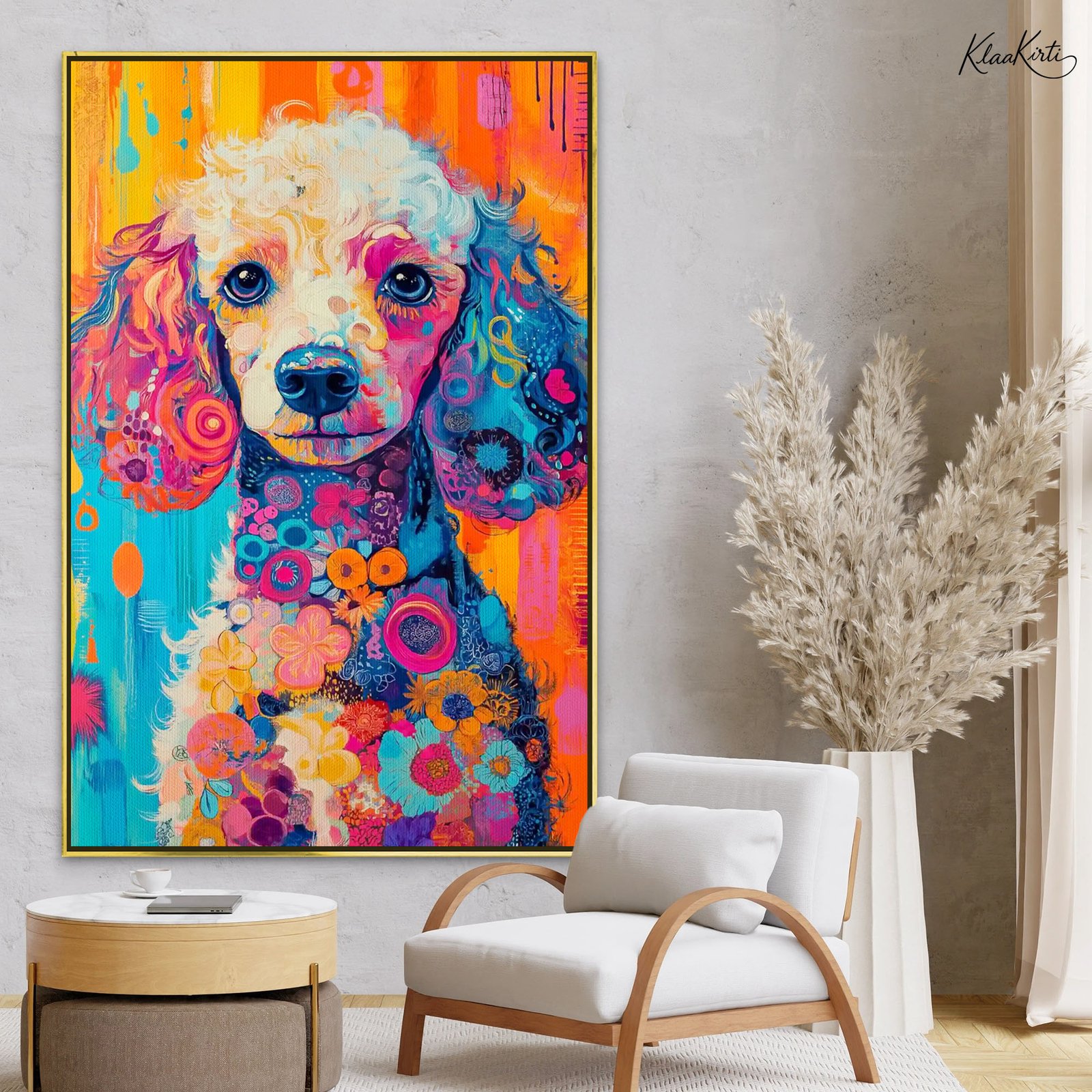 01 Vivid Poodle Canvas Wall Art - Image 1