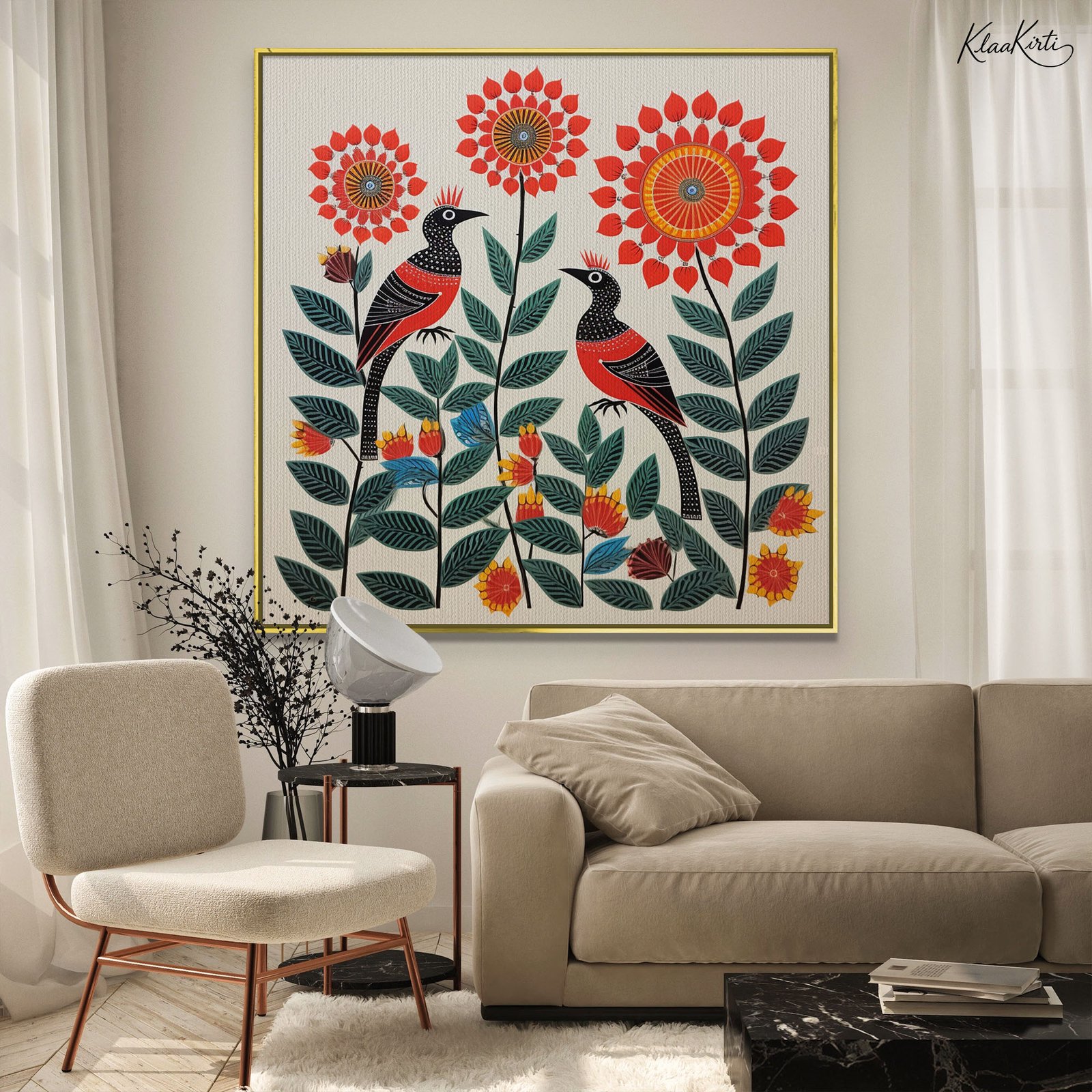 01 Tribal Bloom Canvas Wall Art - Image 1
