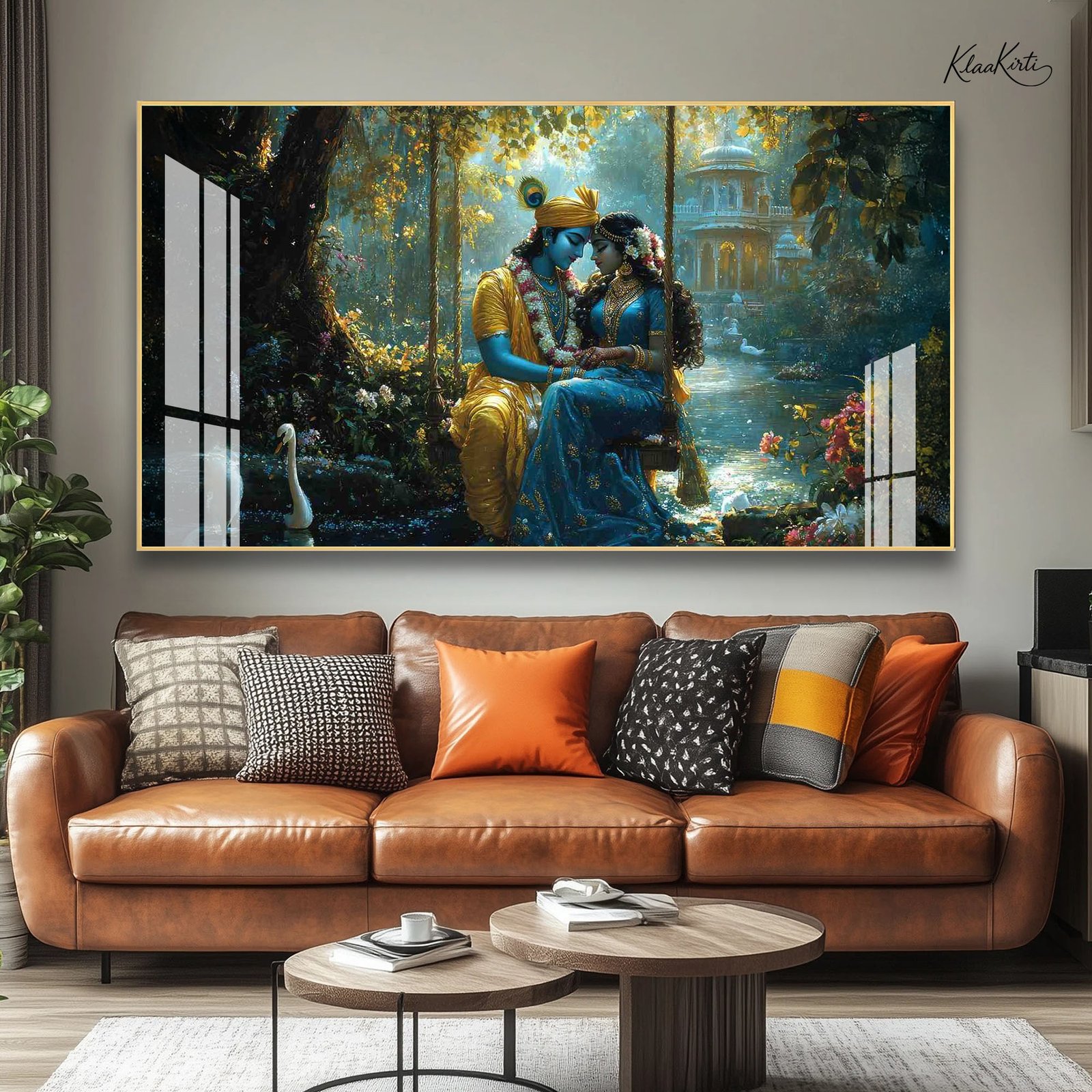 01 Radha and Krishna's Embrace Acrylic Wall Art - Image 1