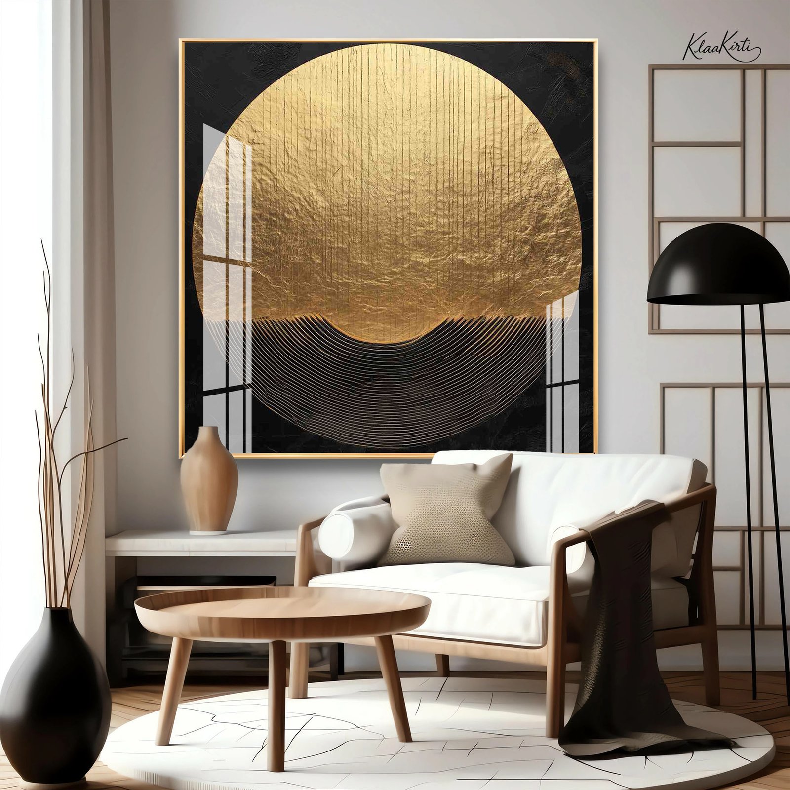 01 Golden Eclipse Acrylic Wall Art - Image 1