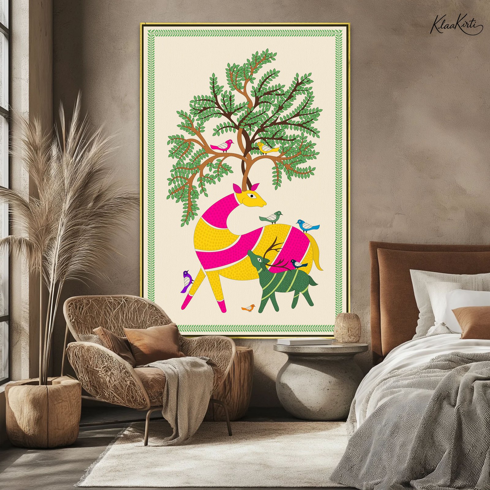 01 Gond Deer Canvas Wall Art - Image 1