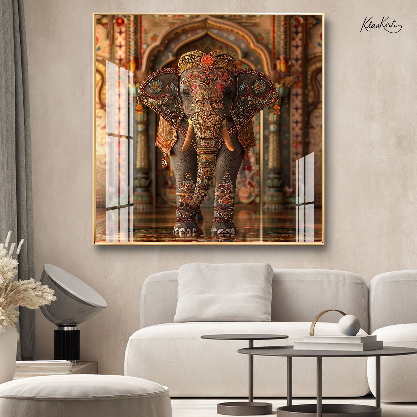 1 Majestic Indian Elephant Acrylic Wall Art - Image 1