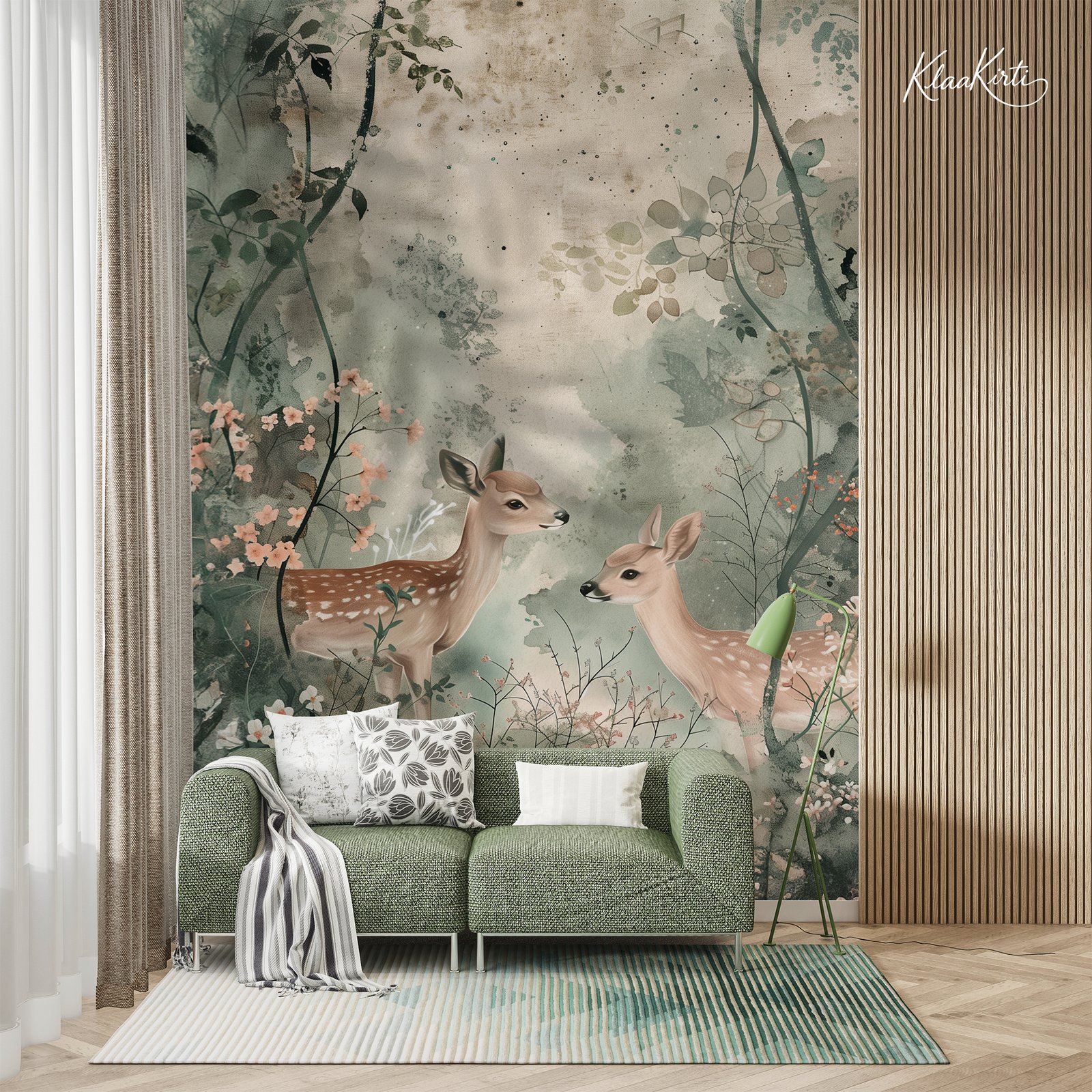 Artboard 1 Watercolor Fawn Duo Premium Wallpaper - Image 1